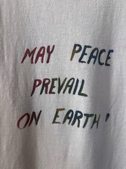 Vintage May Peace Prevail On Earth Art T-shirt Double Sided 80s Single Stitch