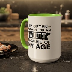 I’m Often Mistaken for an Adult Due to My Age – Two-Toned Mug