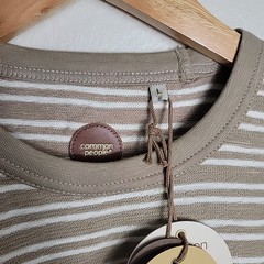 Common People Men’s Linear Shirt Relaxed Fit Soft Cotton Taupe Size L NEW