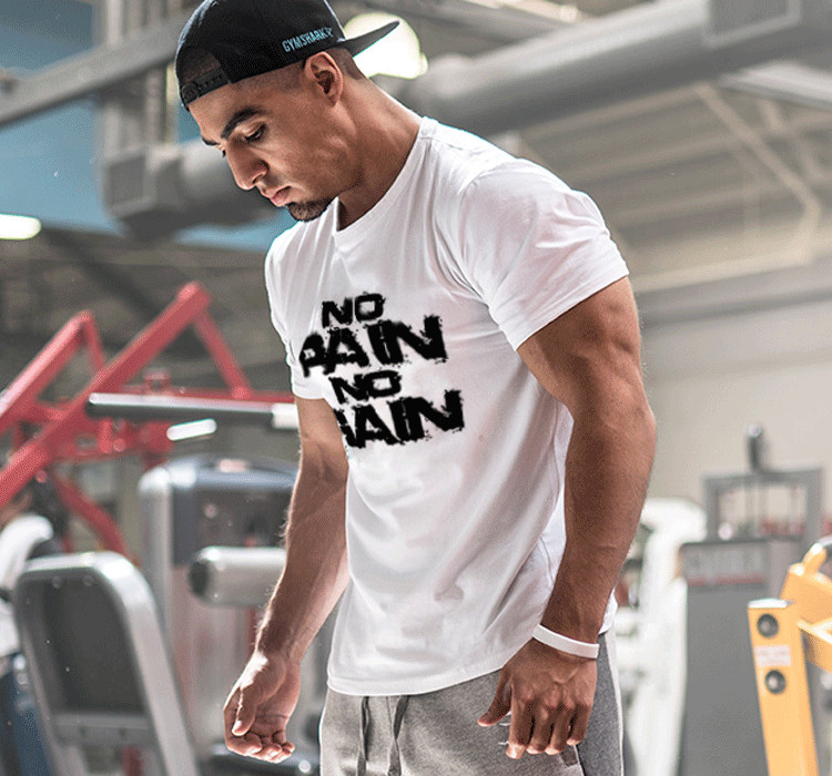 Men Gym Muscle Fitness Sport Bodybuilding Sport T-shirt Tee