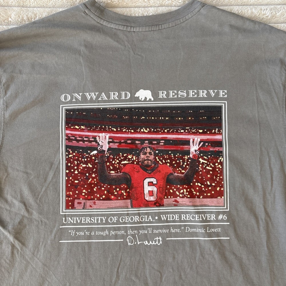Onward Reserve Dominic Lovett Georgia Bulldogs UGA WR #6 Graphic Tshirt Large