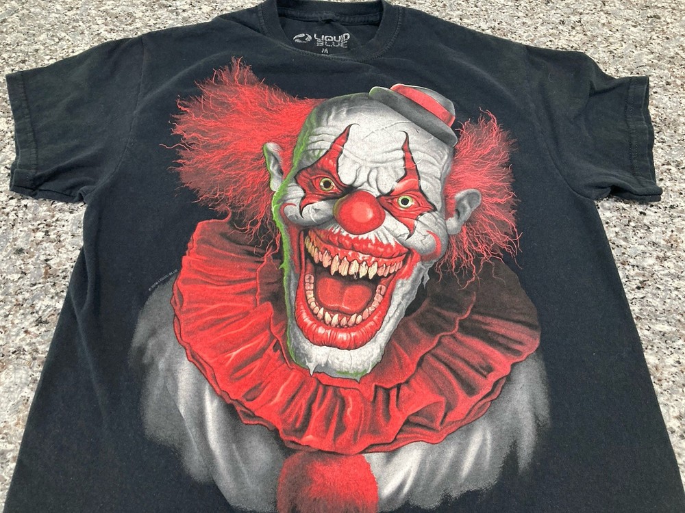 Liquid Blue Evil Clown Black T-Shirt Size Medium Red and Black Colored T