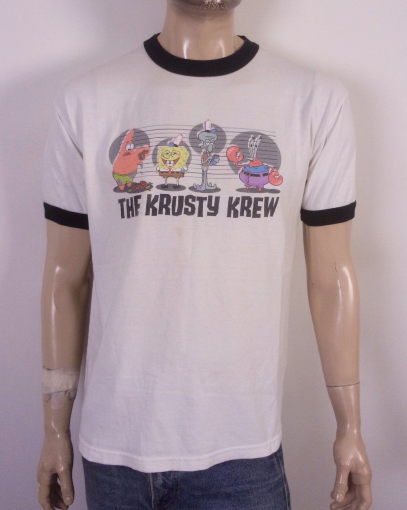 vintage 00s Y2K Nickelodeon Spongebob Squarepants T-Shirt 2002 Krusty Krew L
