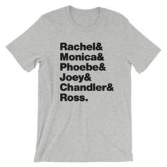 Friends T-Shirt. Black White Gray or Red Premium Soft Cotton TV Show Tee.