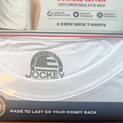 Jockey Essentials USA Made American Cotton Crew Neck T-Shirts White 2Pk SizeXL