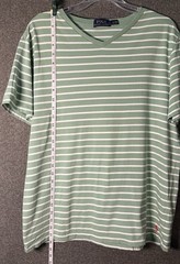 Polo Ralph Lauren Green/White Striped V-Neck Tee Large