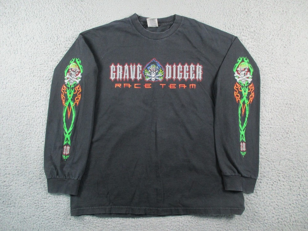 Grave Digger Shirt Mens 2XL Black Bad To the Bone Vintage Monster Truck