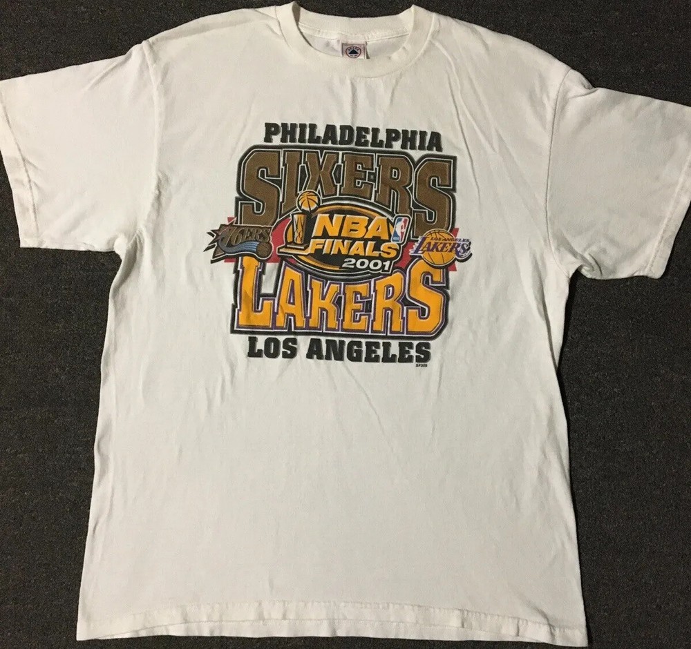 Vtg 2001 Lakers NBA Finals Shirt L Basketball Kobe Shaq Champion 76ers Y2K 90s