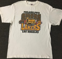 Vtg 2001 Lakers NBA Finals Shirt L Basketball Kobe Shaq Champion 76ers Y2K 90s