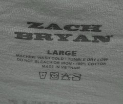 Zach Bryan The Quittin Time Tour 2024 White Graphic T-Shirt Mens Size L Thick!