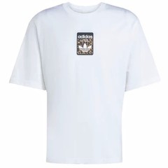 Adidas L Men’s T Shirt White Oversized Retro Leopard Trefoil Graphic Cotton New
