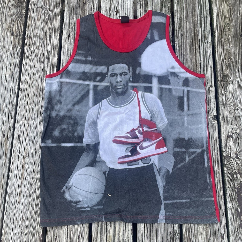 VTG Michael Jordan Vintage All Over Print Tank Top Sleveless Tshirt Size 2XL