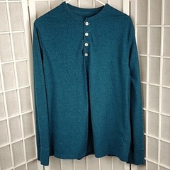 **Merona Men’s Long Sleeve Henley Shirt Aqua Heathered – Large