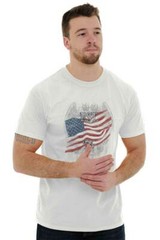 American Flag USA Patriotic United States Adult Short Sleeve Crewneck Tee