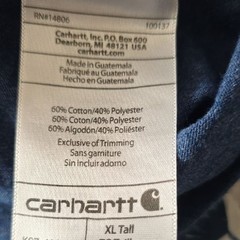 Carhartt Men’s K87 Heavyweight Pocket T-Shirt Heather Blue XL Tall Loose Fit