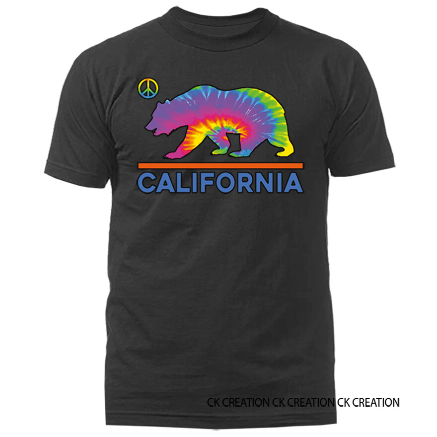 Golden State California Tie Dye Bear Cali Bear Cali Life Style Graphic T-shirt
