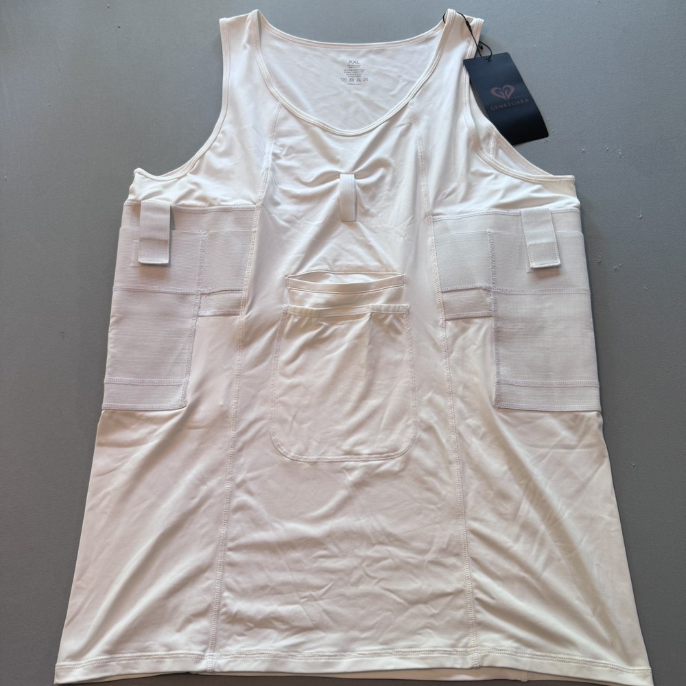 LVAD Genki Garb Tank Top Shirt for Men heart Medical Ware Clothing White XXL
