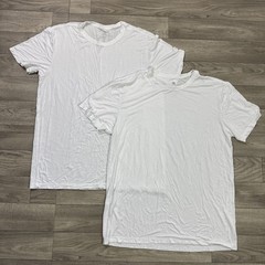 Lot of 2 Men’s David Archy Crewneck Tee Shirt Undershirt Basic Bamboo White sz L