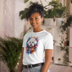Colorful Bichon Frise Unisex T-Shirt | Vibrant Dog Design | Short Sleeve Tee