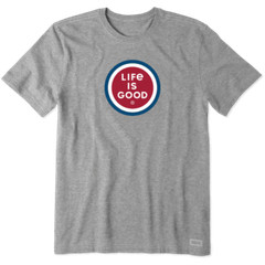 Life Is Good SS Shirt Vintage Crusher Tee LIG COIN Gray Red Blue Chest46 Mens L