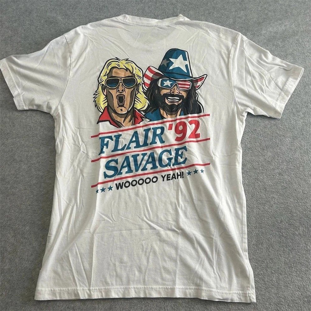 WWF 1992 Ric Flair Randy Savage Reprint T-Shirt Wrestling Fan Tee S-4XL