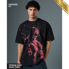 Marvel Daredevil Men’s Oversized Vintage Wash T-shirt – Premium Fabric Summer