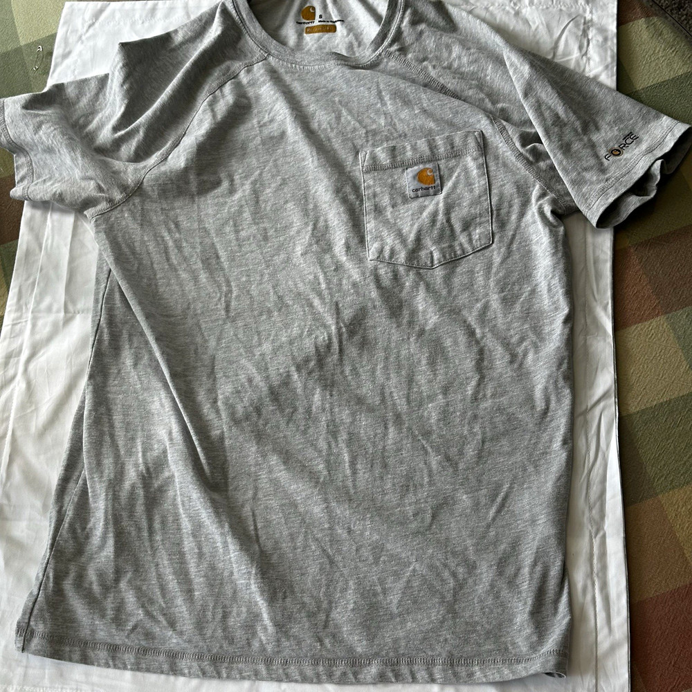 Carhartt Men’s S Gray Short Sleeve Crew Neck Relaxed Fit Pocket Logo T-Shirt