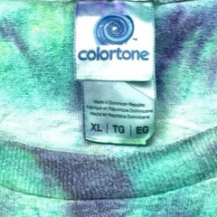 Y2K Colortone Tie Dye T-Shirt XL Green Yellow Burst Graphic Tee Georis