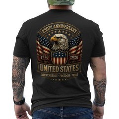 USA Independence 250th Anniversary 1776 2026 Patriotic Eagle ON BACK T-Shirt