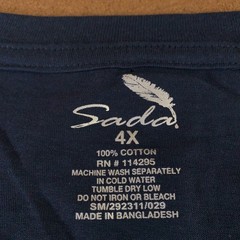 Sada Mens Size 4X Navy Blue Cotton Short Sleeve Crew Neck T-Shirt New