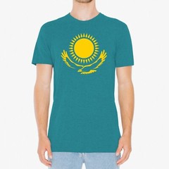 Kazakhstan European Flag Basic Cotton T-Shirt – Antique Jade Dome