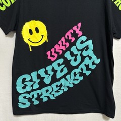 Men’s Graphic T-Shirt Medium Black Neon Smiley Face Unity Rave Streetwear NWOT