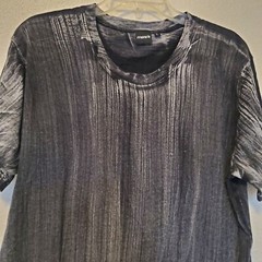 Mono B Mens T-shirt Bleach Wash Stipes 100% Cotton Black Men’s Size L Large