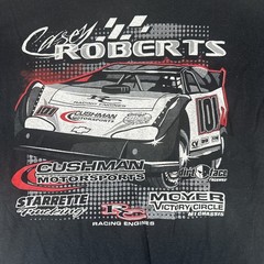 Vintage Y2K Casey Roberts 101 Two Sided Graphic Racing Tee Size L Black