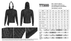 Devil Fashion Men Black And Gray Striped Gothic Asymmetric Hooded T-Shirt Tops