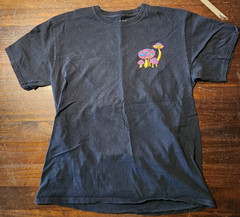 ALAB Black Magic Mushroom T-Shirt Med Neon Psychedelic Blacklight Wizard Graphic