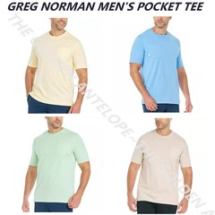 GREG NORMAN MEN’S COTTON T-SHIRT WITH CHEST POCKET MULTIPLE COLOR & SIZE NEW