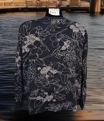 BONOBOS Henley Shirt Men XL Long Sleeve Tropic Floral Resort Weekend Casual Gray