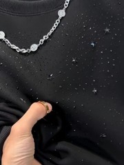 Men Fashion Luxury Trend Star Drills Rhinestone Diamond Black Streetwear T-Shirt