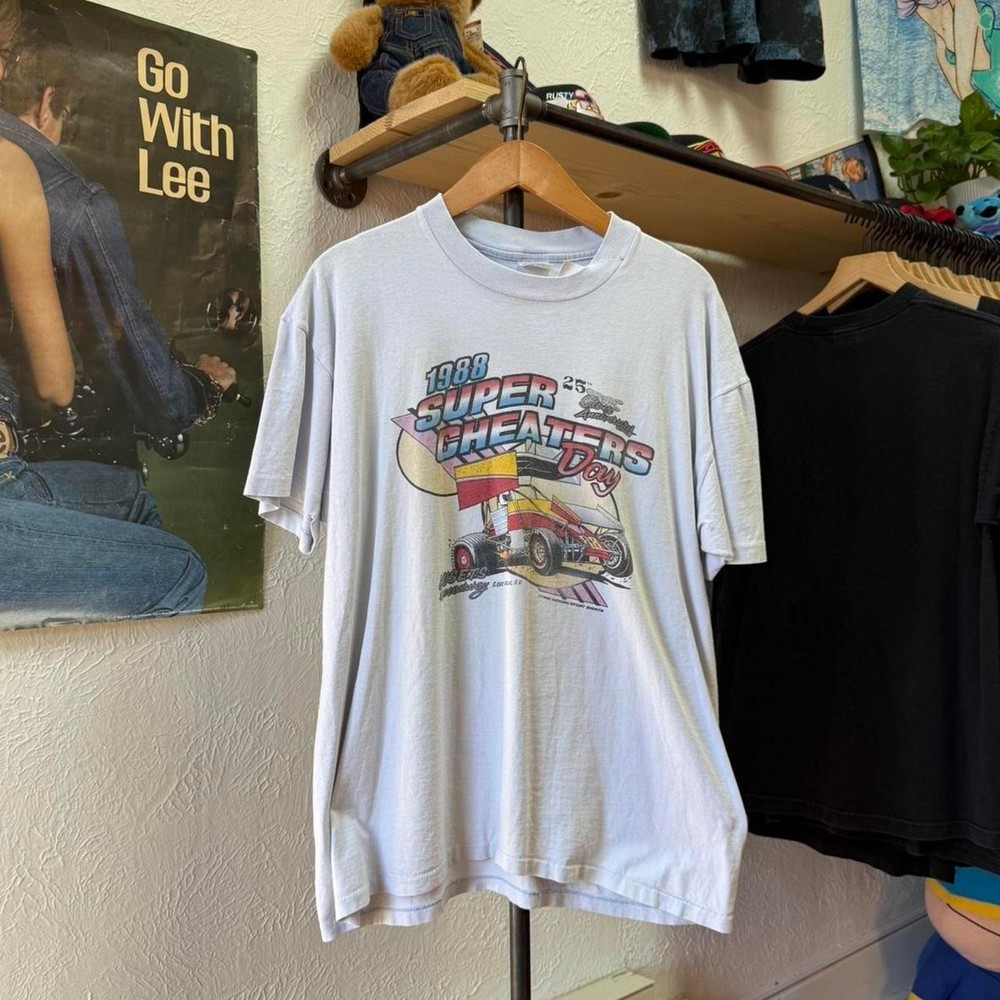 Vintage 1988 Super Cheaters Day Dirt Track Racing T-Shirt