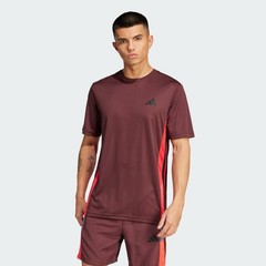 $35 Adidas Men’s Train Essentials Seasonal Colorblock Tee-Aurora Ruby-Medium-New