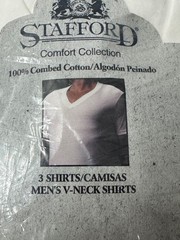 Stafford Collection VTG 90s Cotton White 3 Pack V Neck T Shirts 3XL Big & Tall