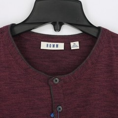 Dillard’s Rowm Men’s Long-Sleeve Henley Shirt XL Wine Purple Heather NWT