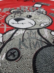 NWT Men’s Avenue George V Paris Red Teddy Bear Rhinestone T Shirt Size XL