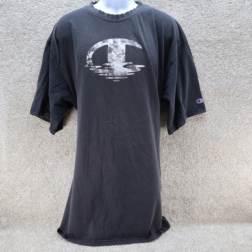 Champion Mens 3XLT Tall Graphic T-Shirt Black (see photo for flaw)