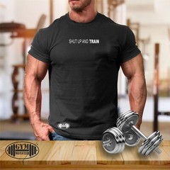 Shut Up and Train T Shirt Gym Clothing Bodybuilding Training Workout Boxing Top