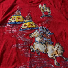 Scottsdale Images Red Native American Applique Handpainted Graphic T-Shirt Mens