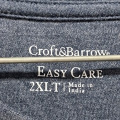Croft & Barrow Mens 2XLT Blue Henley Short Sleeve Easy Care Shirt