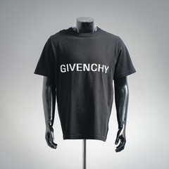Givenchy Black Knit T-Shirt 4G Logo Back Graphic Short Sleeve Men’s