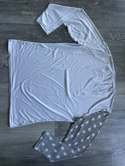 WEATHERED AMERICAN FLAG Lightweight Long Sleeve T Shirt Tee LIGHT GRAY MEDIUM